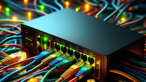 La foto ritrae una serie di cavi ethernet