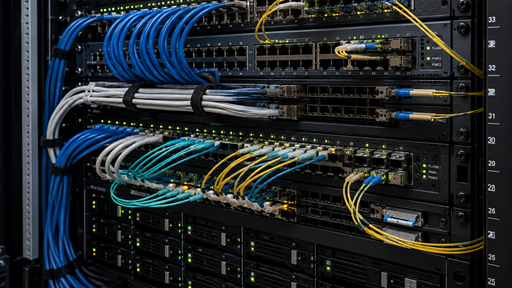 La foto ritrae una serie di cavi ethernet